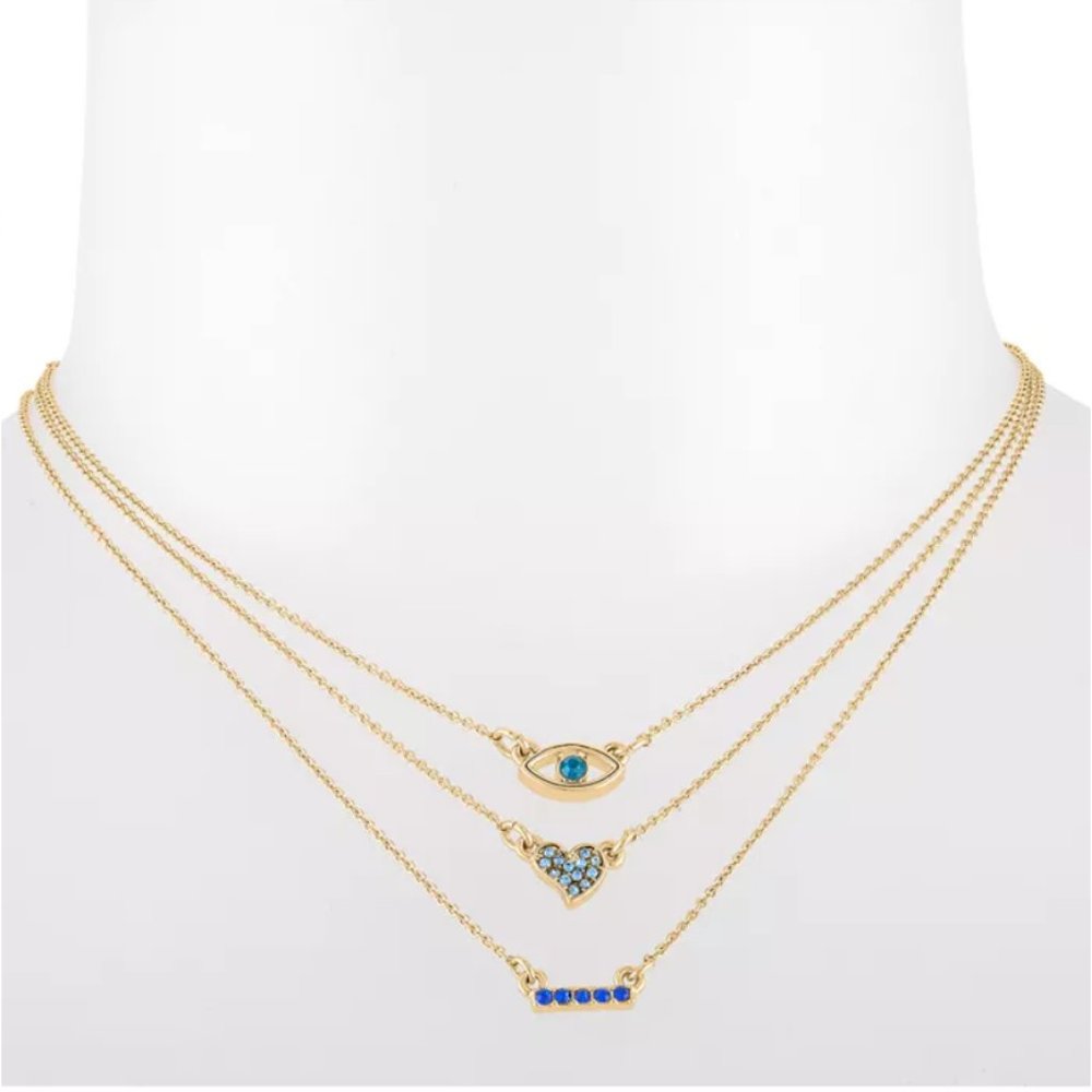 Rachel Roy Gold-Blue Three-Row Necklace